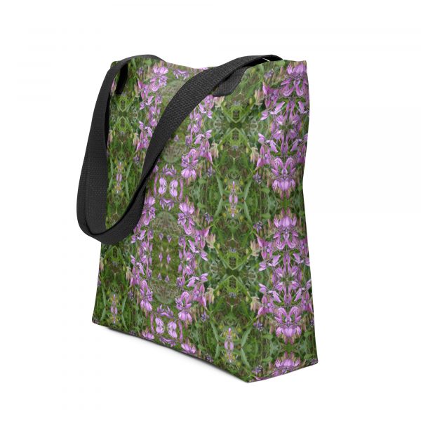 purple wildflowers pattern tote bag